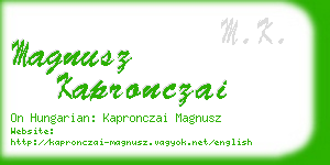 magnusz kapronczai business card